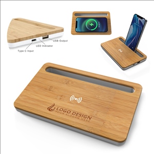 10W Bamboo Desk Charger with Pen Slot